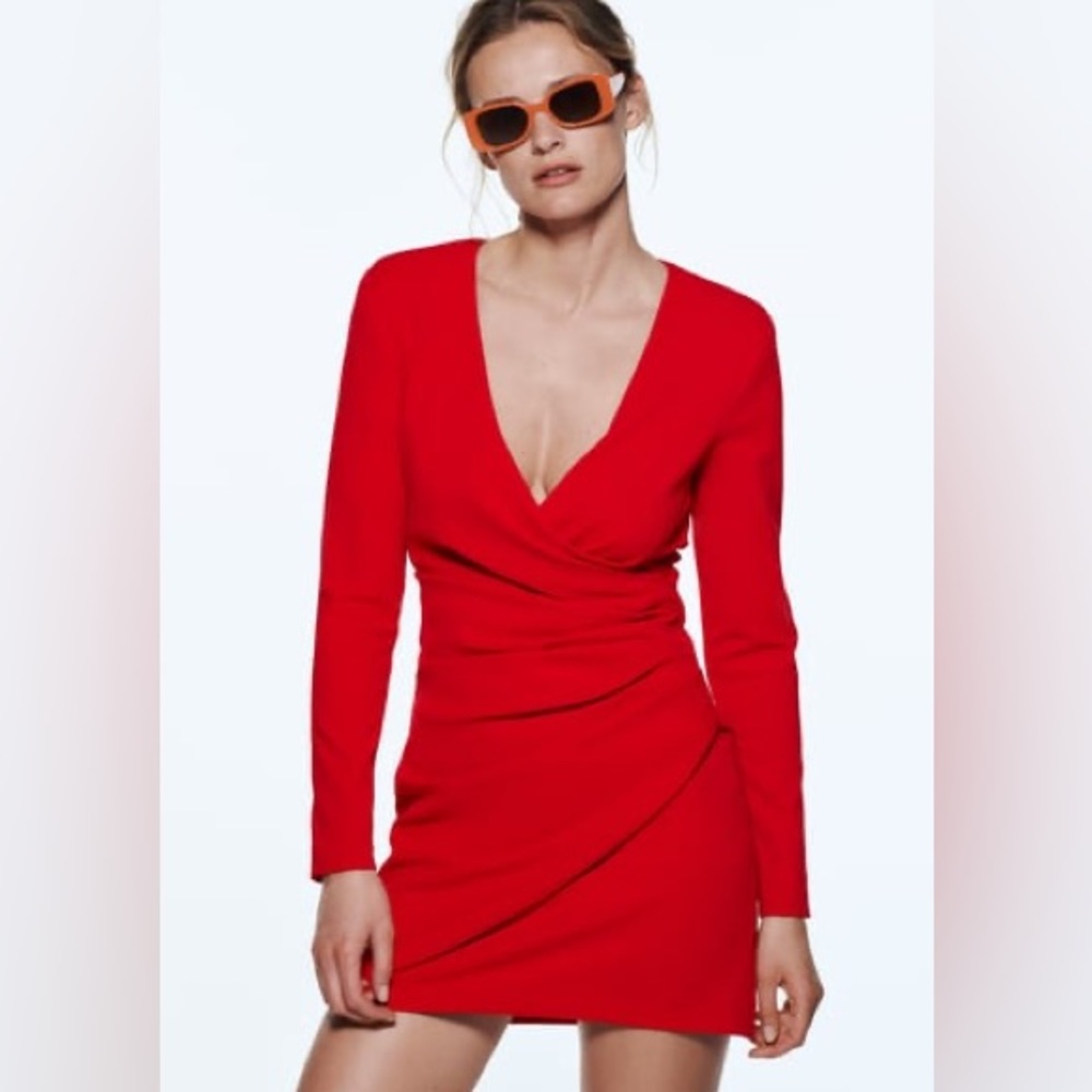 ZARA Red Draped Dress
